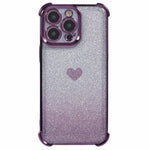 For iPhone 12 Pro Max Slim-Fit Mobile Phone Case Heart Pattern TPU Shell Glittery Powder Phone Cover