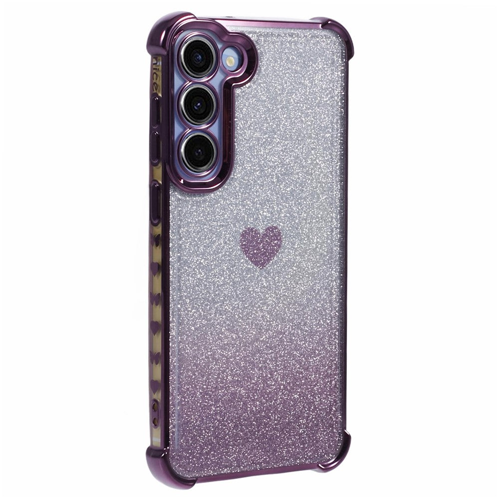 For Samsung Galaxy S23 Heart Pattern Drop Protection Phone Case TPU Glittery Powder Phone Cover