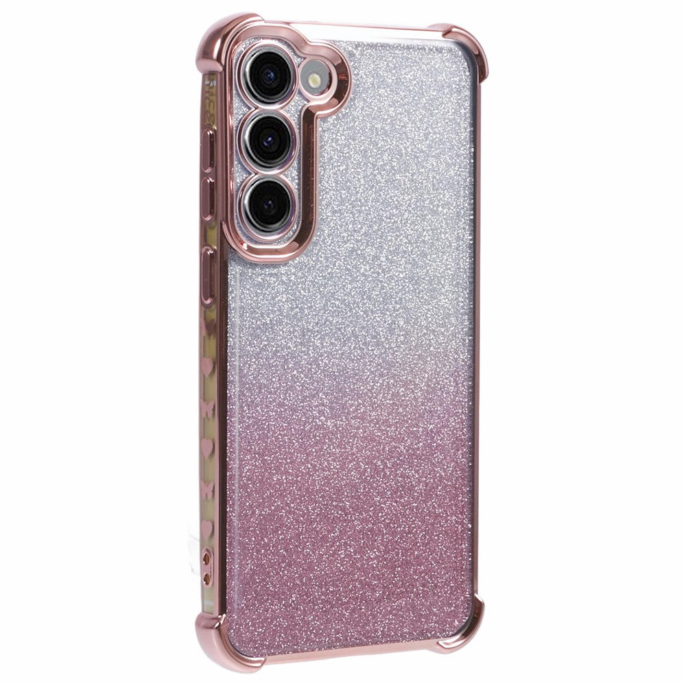 For Samsung Galaxy S23 Case TPU Glitter Gradient Phone Cover Love Heart Pattern Frame