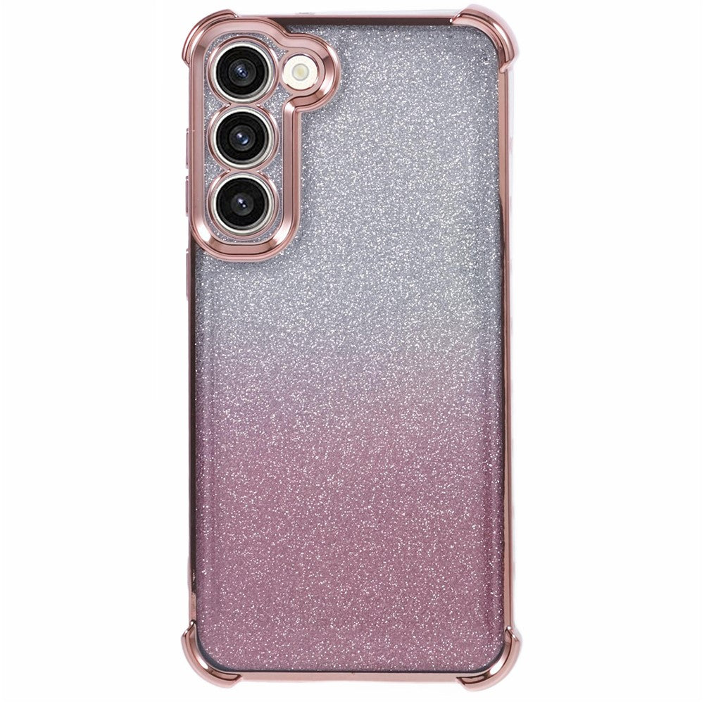 For Samsung Galaxy S23 Case TPU Glitter Gradient Phone Cover Love Heart Pattern Frame