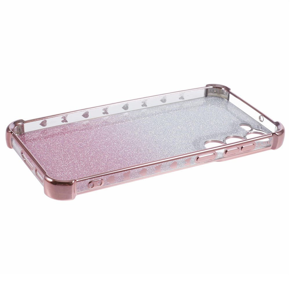 For Samsung Galaxy S23 Case TPU Glitter Gradient Phone Cover Love Heart Pattern Frame
