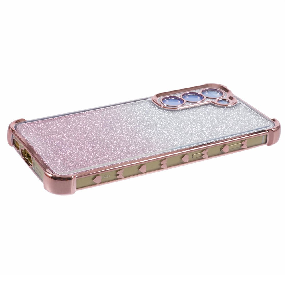 For Samsung Galaxy S23 Case TPU Glitter Gradient Phone Cover Love Heart Pattern Frame