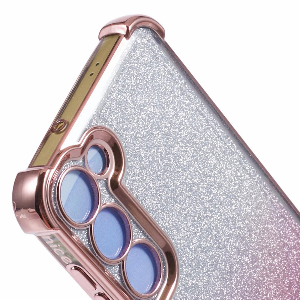 For Samsung Galaxy S23 Case TPU Glitter Gradient Phone Cover Love Heart Pattern Frame