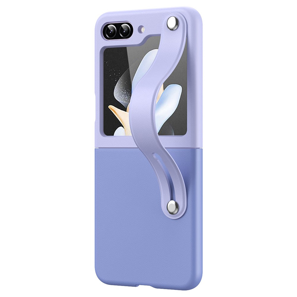 Samsung Galaxy Z Flip7 FE 5G / Z Flip6 5G / Z Flip5 5G PU+PC-cover, tofarvet håndrem og stativ-mobilcover