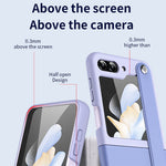 Samsung Galaxy Z Flip7 FE 5G / Z Flip6 5G / Z Flip5 5G PU+PC-cover, tofarvet håndrem og stativ-mobilcover