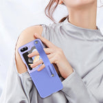 Samsung Galaxy Z Flip7 FE 5G / Z Flip6 5G / Z Flip5 5G PU+PC-cover, tofarvet håndrem og stativ-mobilcover