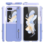 Samsung Galaxy Z Flip7 FE 5G / Z Flip6 5G / Z Flip5 5G PU+PC-cover, tofarvet håndrem og stativ-mobilcover