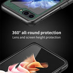 Samsung Galaxy Z Flip7 FE 5G / Z Flip6 5G / Z Flip5 5G skal stötsäkert korsstruktur PU-läder + PC-mobilskal