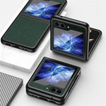 Samsung Galaxy Z Flip7 FE 5G / Z Flip6 5G / Z Flip5 5G skal stötsäkert korsstruktur PU-läder + PC-mobilskal