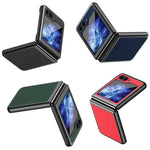 Samsung Galaxy Z Flip7 FE 5G / Z Flip6 5G / Z Flip5 5G skal stötsäkert korsstruktur PU-läder + PC-mobilskal