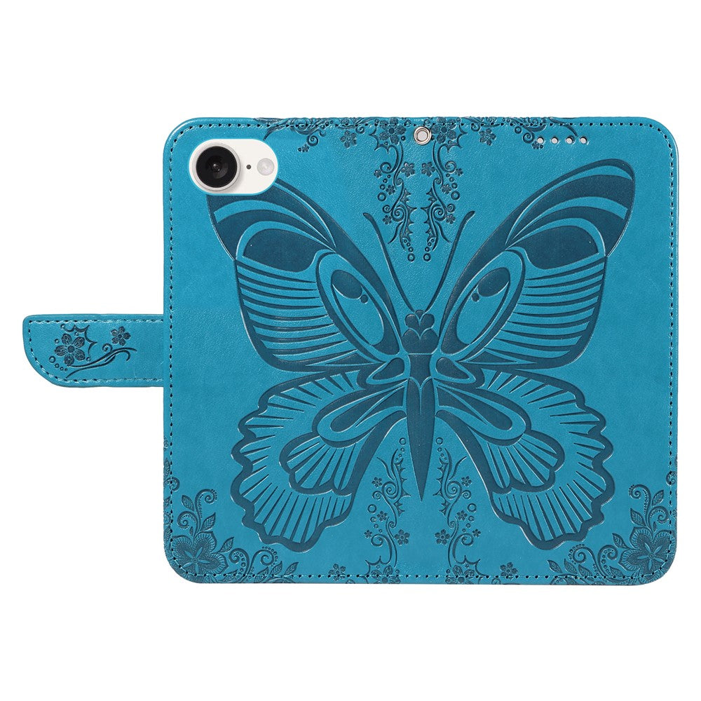 For iPhone 17th / 16th Case with Hand Strap Butterfly PU Leather Wallet Phone Cover