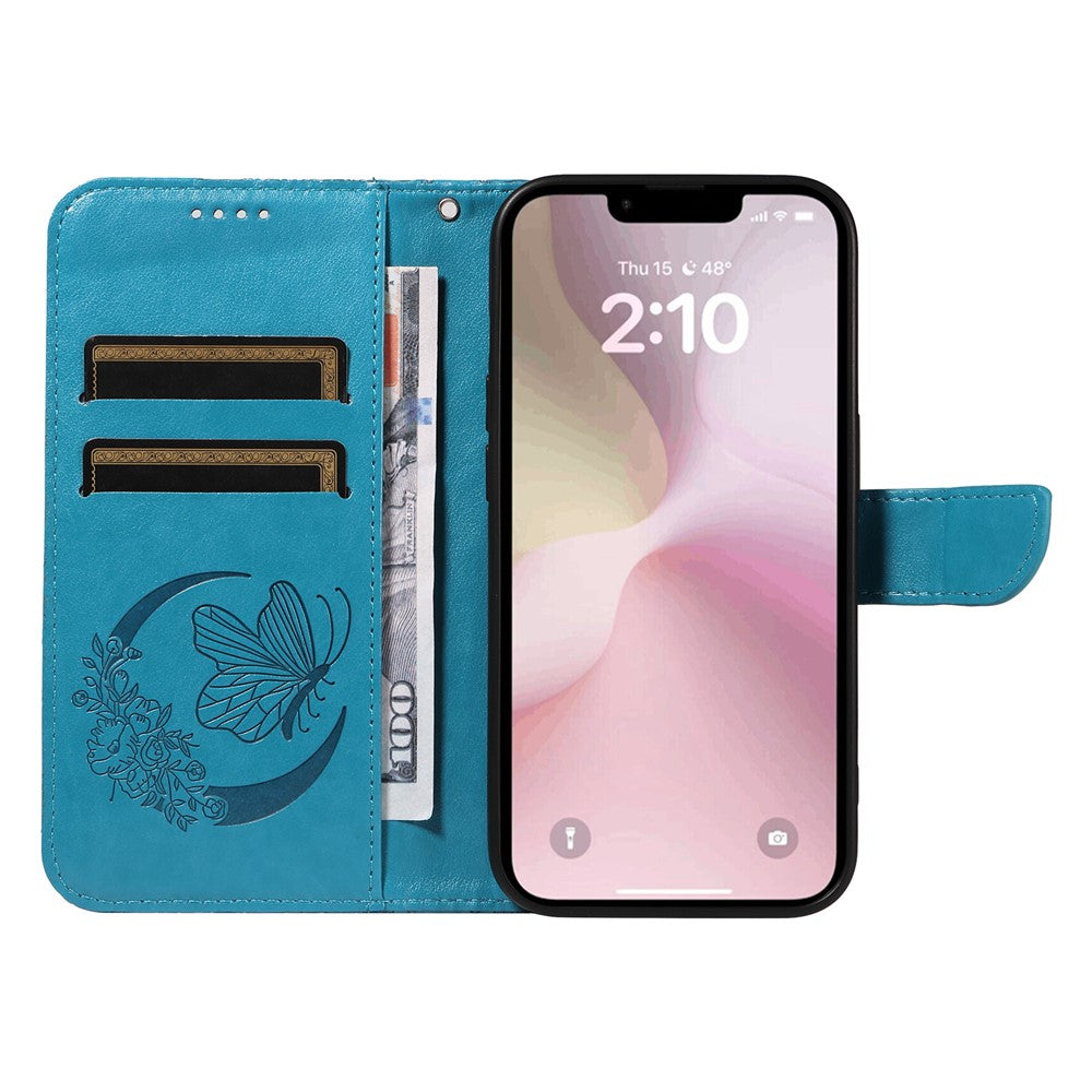 For iPhone 17th / 16th Case with Hand Strap Butterfly PU Leather Wallet Phone Cover
