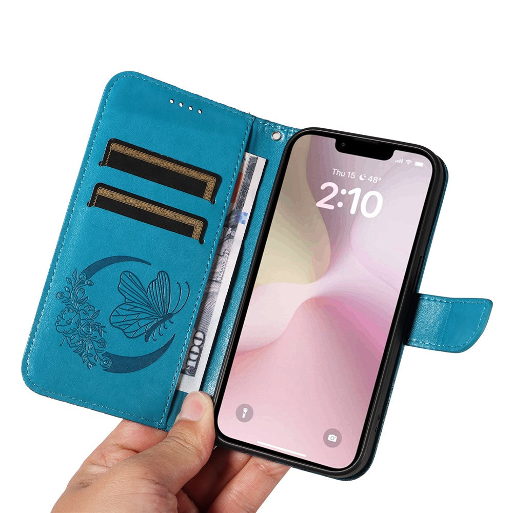 For iPhone 17th / 16th Case with Hand Strap Butterfly PU Leather Wallet Phone Cover