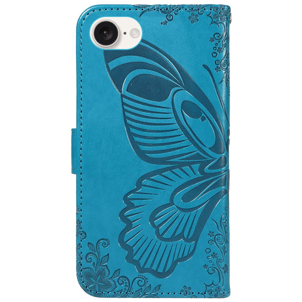 For iPhone 17th / 16th Case with Hand Strap Butterfly PU Leather Wallet Phone Cover