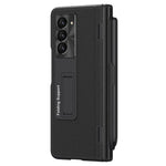 For Samsung Galaxy Z Fold6 5G Kickstand Case Leather+PC Phone Cover with Stylus and Tempered Glass Film