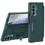 For Samsung Galaxy Z Fold6 5G Kickstand Case Leather+PC Phone Cover with Stylus and Tempered Glass Film