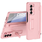 For Samsung Galaxy Z Fold6 5G Kickstand Case Leather+PC Phone Cover with Stylus and Tempered Glass Film