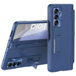 For Samsung Galaxy Z Fold6 5G Kickstand Case Leather+PC Phone Cover with Stylus and Tempered Glass Film