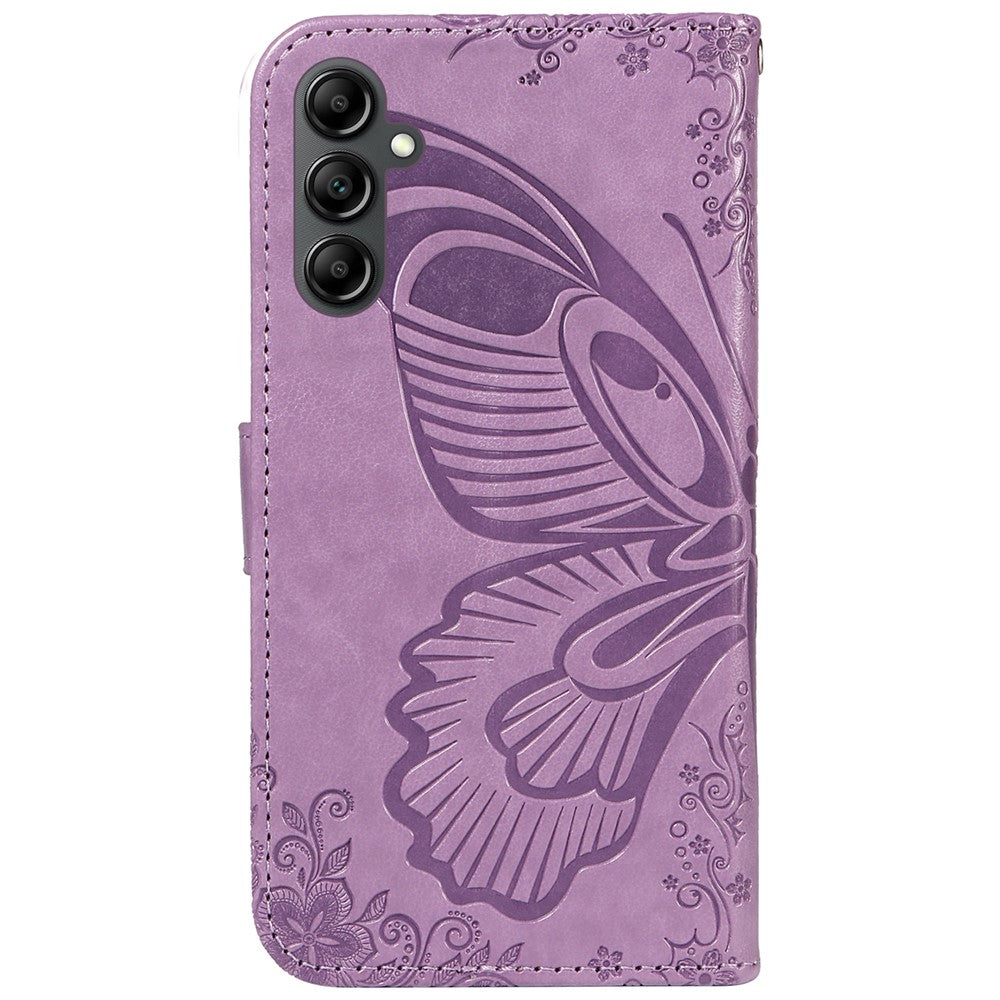 Til Samsung Galaxy A15 4G / 5G Cover PU Læder Flip Præget Sommerfugl Telefoncover med Pung