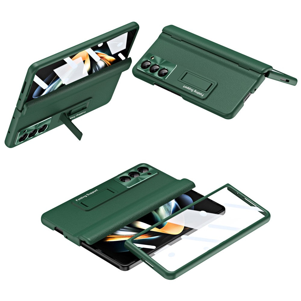 For Samsung Galaxy Z Fold6 5G Kickstand Cover PU Leather+PC Phone Case with Front Screen Film