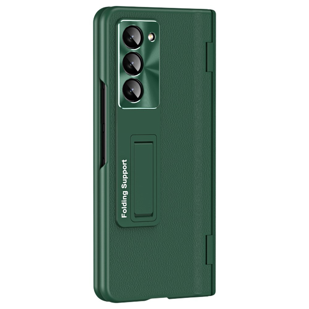 For Samsung Galaxy Z Fold6 5G Kickstand Cover PU Leather+PC Phone Case with Front Screen Film