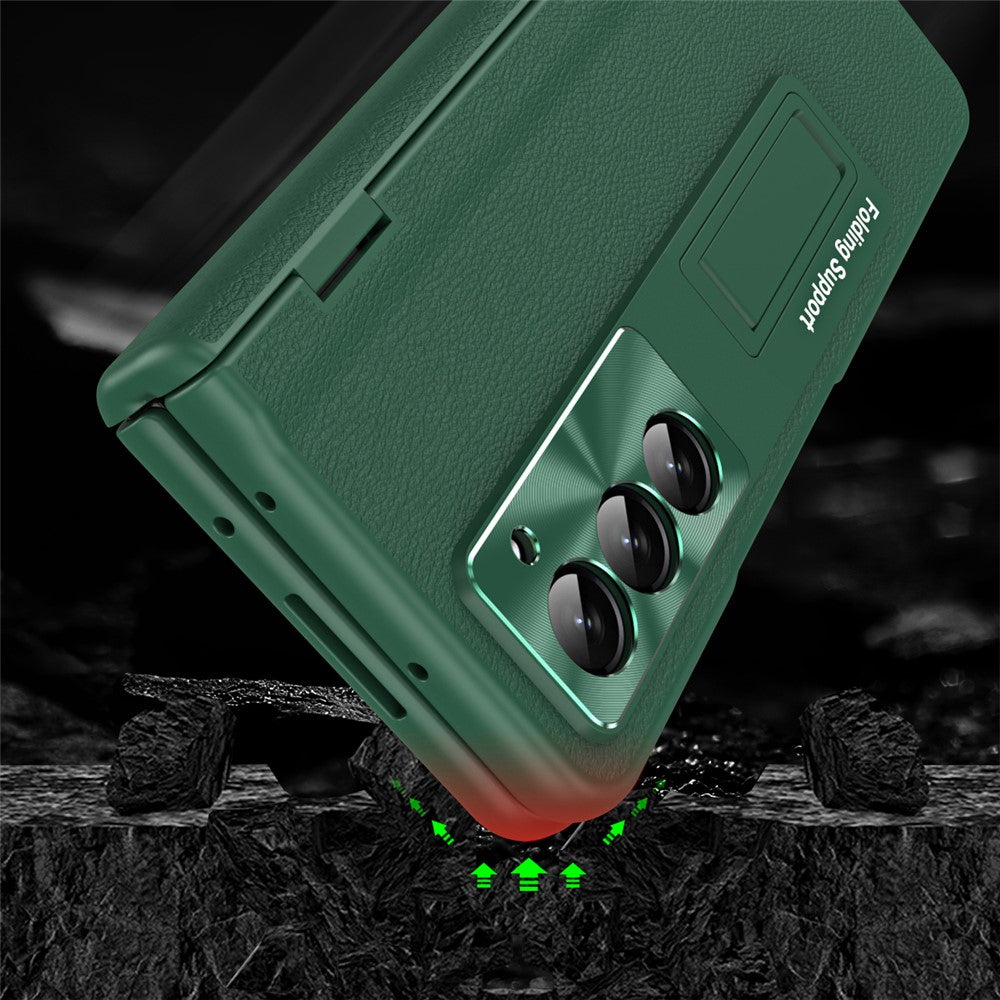 For Samsung Galaxy Z Fold6 5G Kickstand Cover PU Leather+PC Phone Case with Front Screen Film