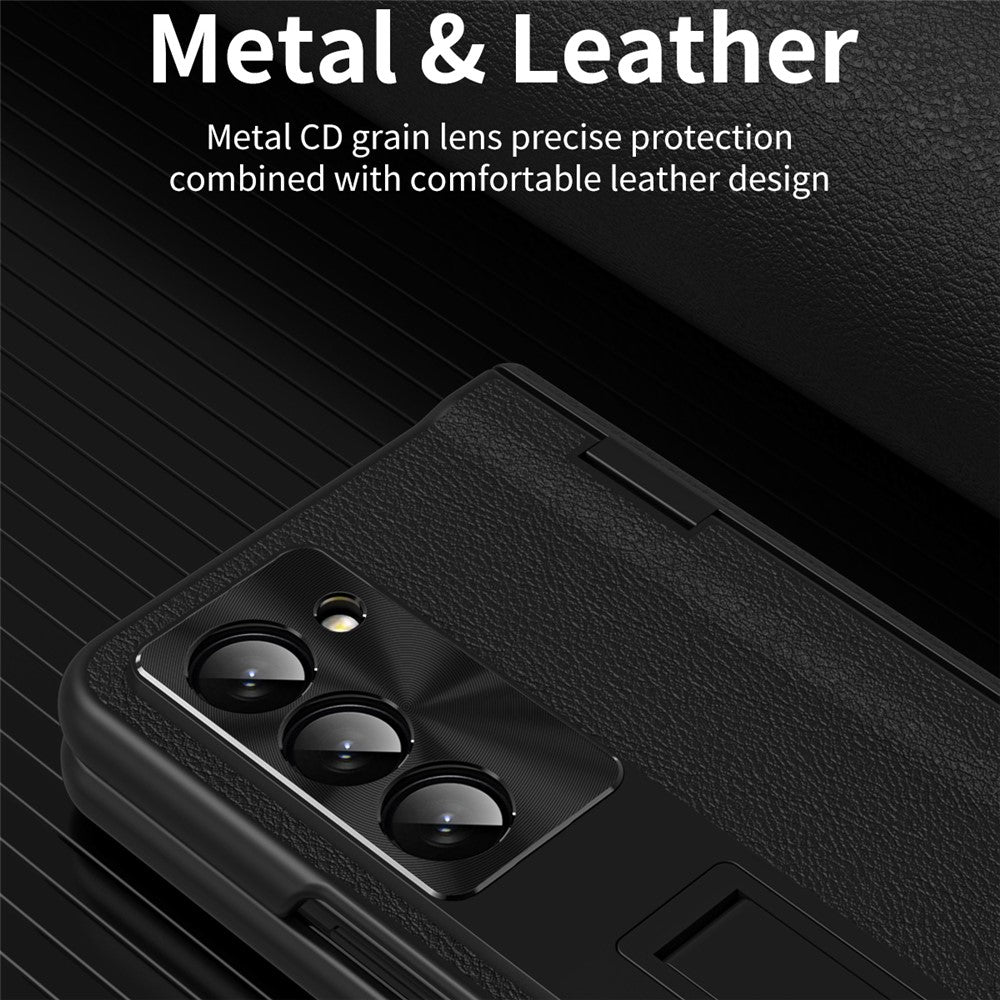 For Samsung Galaxy Z Fold6 5G Kickstand Cover PU Leather+PC Phone Case with Front Screen Film