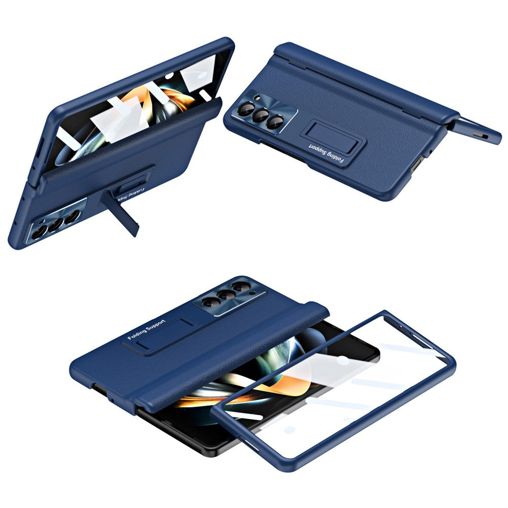 For Samsung Galaxy Z Fold6 5G Kickstand Cover PU Leather+PC Phone Case with Front Screen Film