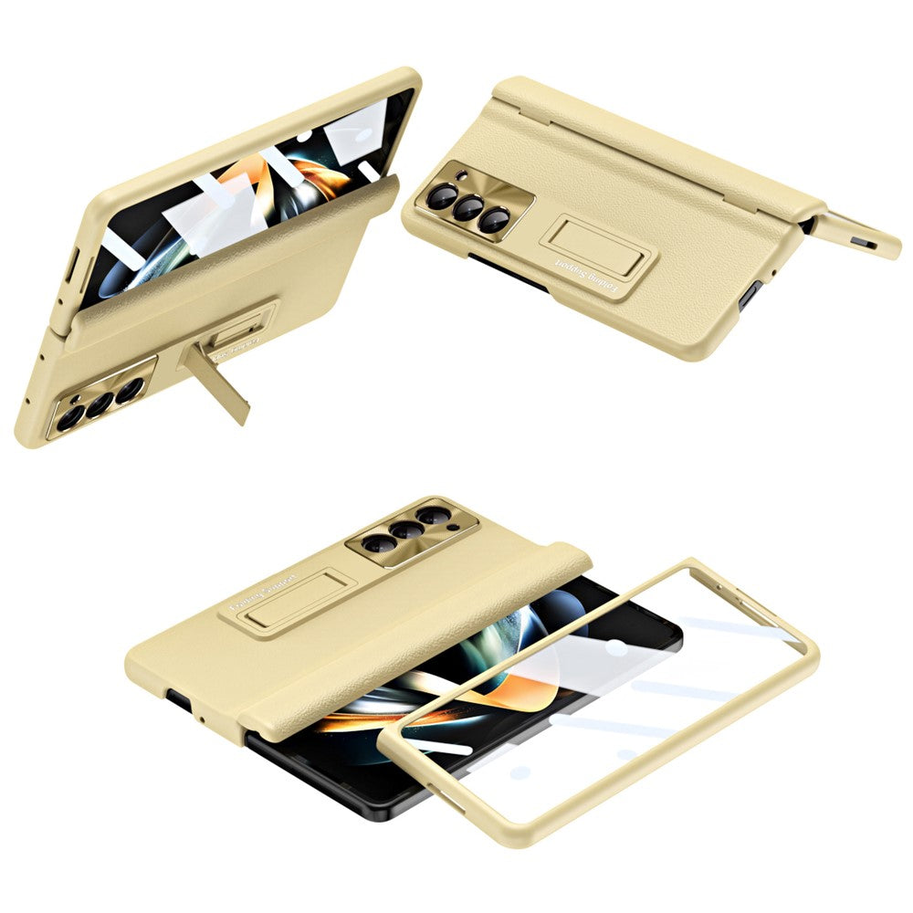 For Samsung Galaxy Z Fold6 5G Kickstand Cover PU Leather+PC Phone Case with Front Screen Film
