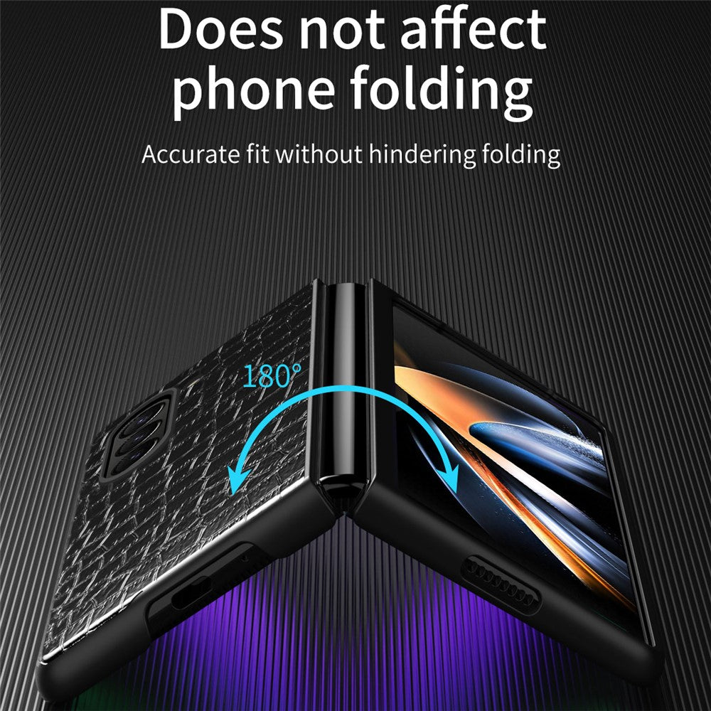 For Samsung Galaxy Z Fold6 5G Case Crocodile Texture Leather Coated PC Hard Phone Cover