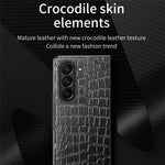For Samsung Galaxy Z Fold6 5G Case Crocodile Texture Leather Coated PC Hard Phone Cover