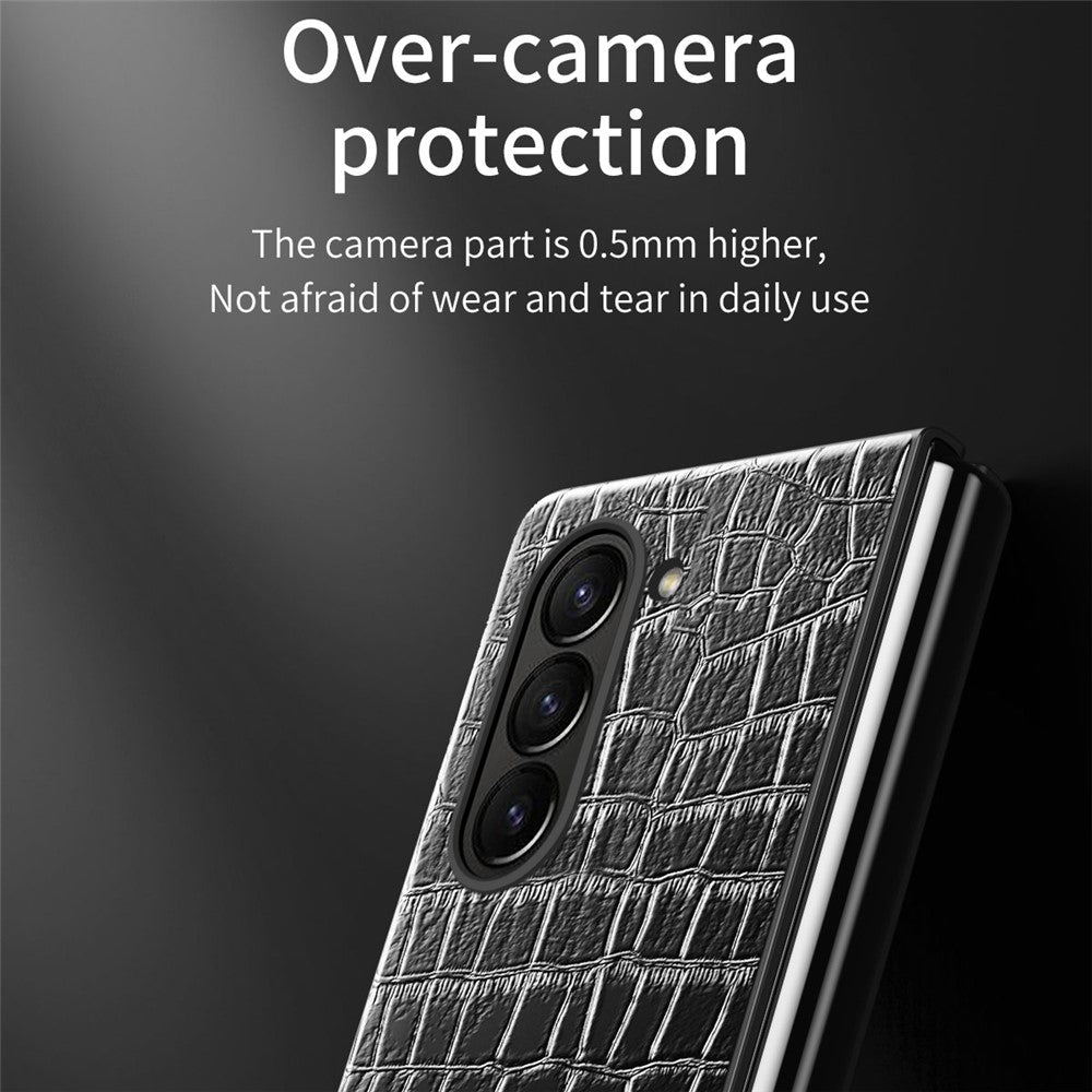 For Samsung Galaxy Z Fold6 5G Case Crocodile Texture Leather Coated PC Hard Phone Cover