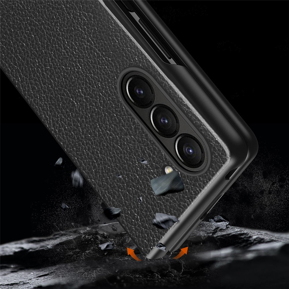 For Samsung Galaxy Z Fold6 5G Case Litchi Texture PU Leather Coated PC Phone Cover
