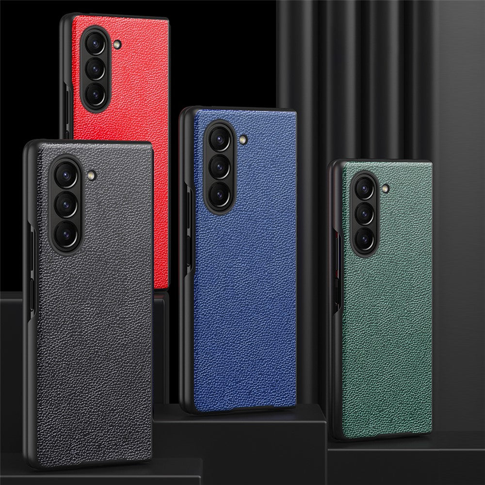 For Samsung Galaxy Z Fold6 5G Case Litchi Texture PU Leather Coated PC Phone Cover