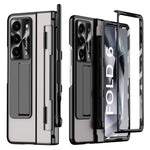 For Samsung Galaxy Z Fold6 5G Kickstand Phone Case PC Folding Cover with Tempered Glass Film + Stylus Pen