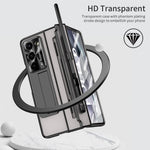 For Samsung Galaxy Z Fold6 5G Kickstand Phone Case PC Folding Cover with Tempered Glass Film + Stylus Pen