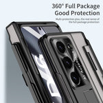 For Samsung Galaxy Z Fold6 5G Kickstand Phone Case PC Folding Cover with Tempered Glass Film + Stylus Pen