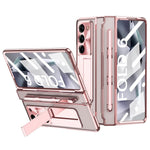 For Samsung Galaxy Z Fold6 5G Kickstand Phone Case PC Folding Cover with Tempered Glass Film + Stylus Pen