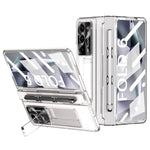 For Samsung Galaxy Z Fold6 5G Kickstand Phone Case PC Folding Cover with Tempered Glass Film + Stylus Pen