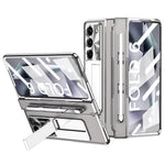 For Samsung Galaxy Z Fold6 5G Kickstand Phone Case PC Folding Cover with Tempered Glass Film + Stylus Pen