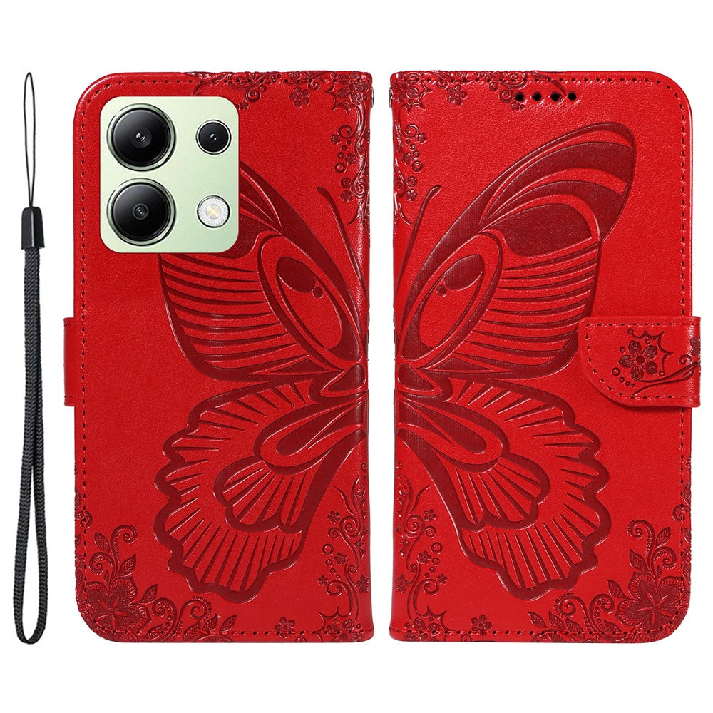 For Xiaomi Redmi Note 13 4G Imprinted Butterfly Pattern   Phone Case PU Leather Flip Phone Cover