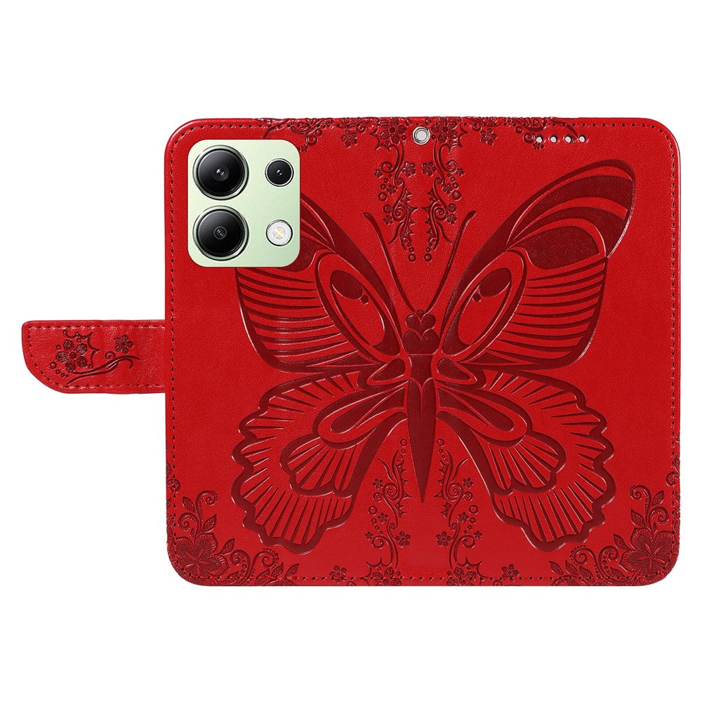 For Xiaomi Redmi Note 13 4G Imprinted Butterfly Pattern   Phone Case PU Leather Flip Phone Cover