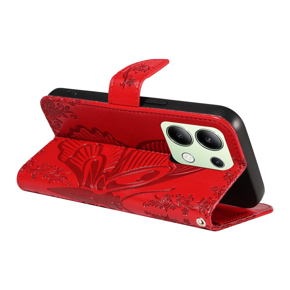 For Xiaomi Redmi Note 13 4G Imprinted Butterfly Pattern   Phone Case PU Leather Flip Phone Cover