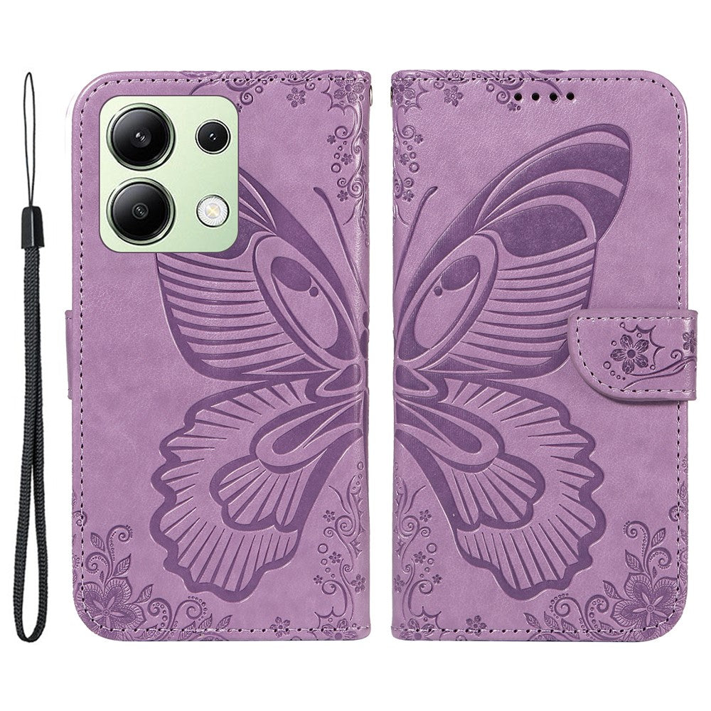For Xiaomi Redmi Note 13 4G Imprinted Butterfly Pattern   Phone Case PU Leather Flip Phone Cover