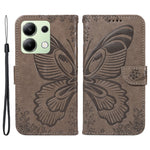 Xiaomi Redmi Note 13 4G, präglat fjärilsmönster, mobilskal i PU-läder, fällbart fodral