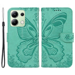 Xiaomi Redmi Note 13 4G, präglat fjärilsmönster, mobilskal i PU-läder, fällbart fodral