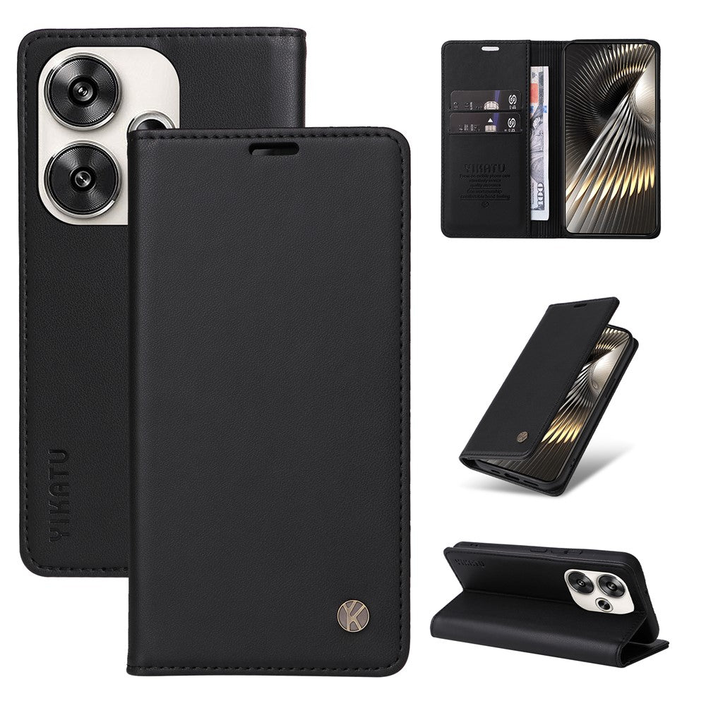 YIKATU YK-001 För Xiaomi Redmi Turbo 3 5G / Poco F6 5G Skal PU Läder Plånboksfodral mobilskal