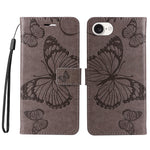 For iPhone 17e / 16e Wallet Case Floral Butterfly Imprinted Leather Phone Cover Stand