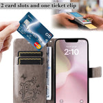 For iPhone 17e / 16e Wallet Case Floral Butterfly Imprinted Leather Phone Cover Stand