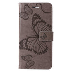 For iPhone 17e / 16e Wallet Case Floral Butterfly Imprinted Leather Phone Cover Stand